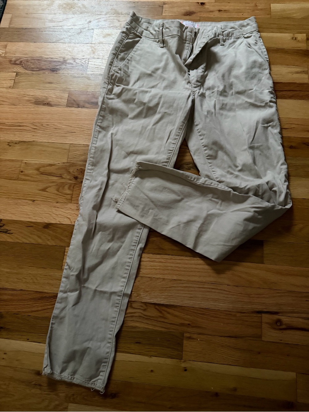 Sundry Straight Leg Khakis Unhemmed Fringe
